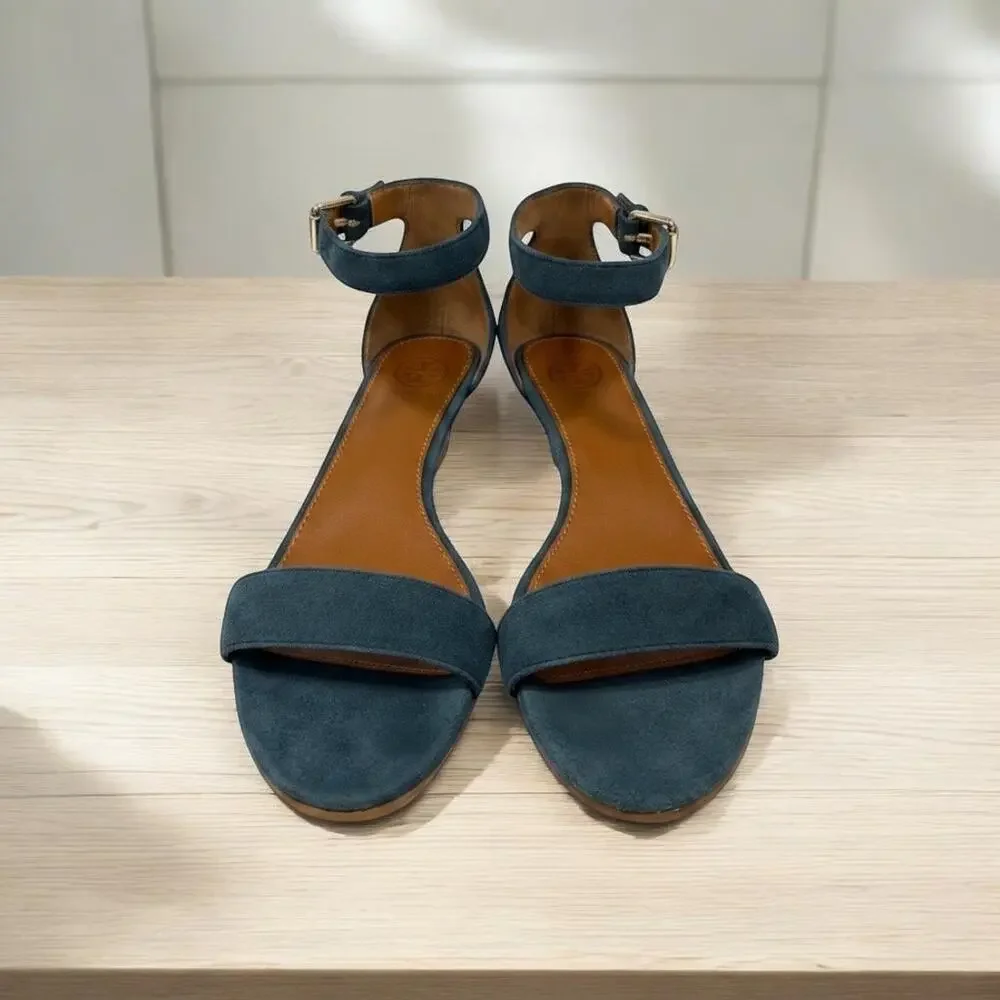 Tory Burch Savannah Suede Wedge Sandal Size 7.5M